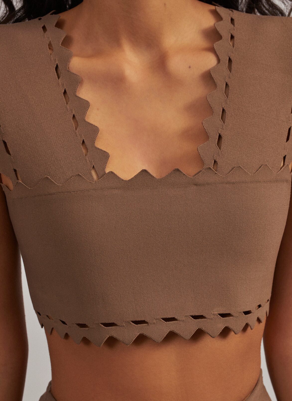 Stretch knit cropped top ALAÏA SAVANE STRETCH KNIT CROPPED TOP